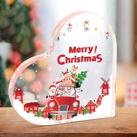 MONCAP Christmas Gifts for Family Friends Men Women Merry Christmas Gifts Christmas Table Decoration Heart Acrylic Decoration Gifts Christmas Decoration Gifts for Girlfriend Sisters Colleagues