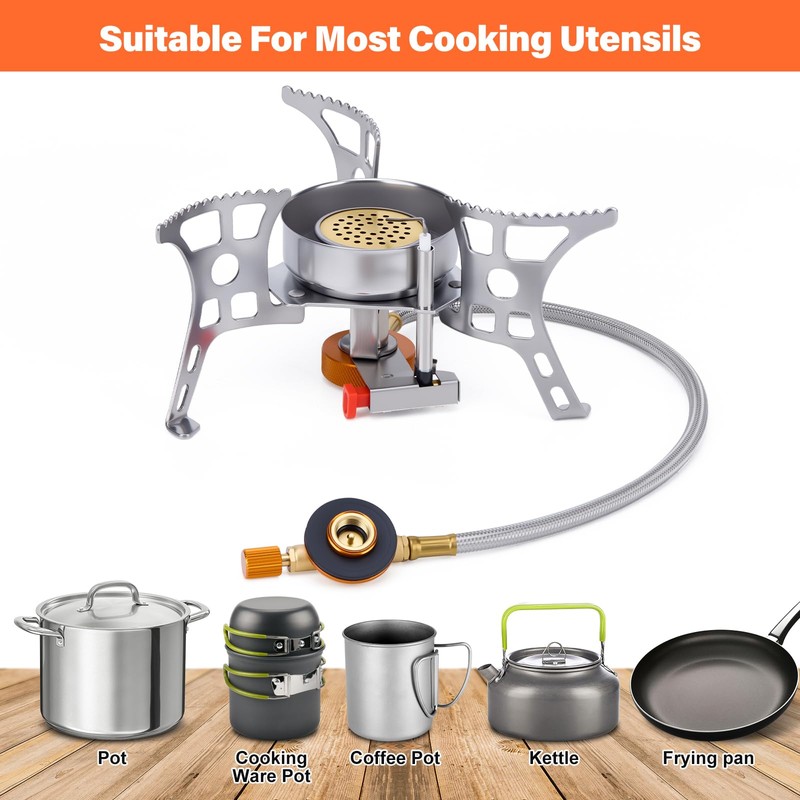 WADEO 3900W Windproof Camping Stove, Camping Gas Stove with Piezo