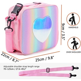KEAIDUO Lunch Bag for Girls Women, Cute Fashion Insulated Resuable Lunch Bag Cooler Lunch Tote Box for Girls Women School Kindergarten (Pink)