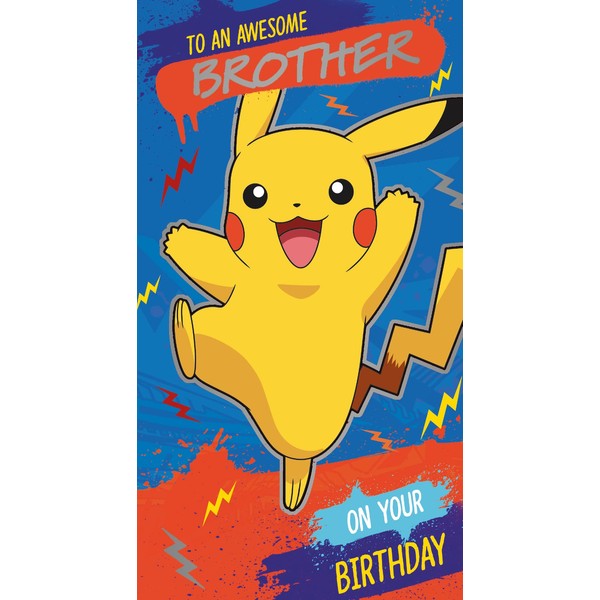 Danilo Promotions Brother Birthday Card, Pokemon Birthday Card, 22.9 x