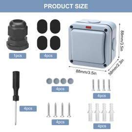 20A IP66 Universal Switch Light Switch Outdoor Weatherproof Switch Switch Independent Switch and Indicator Light Switch Surface-Mounted Outdoor Switch for Outdoor Garden Balcony Grey