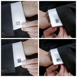 wynameleri Mens Cufflinks Set 4 Pairs Formal Business Shirts Dress Buttons Cuff Link Box Packed T0204030