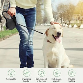 Rollleine Hundeleine 5m für Hunde,Hundeleine Ausziehbar,Sicherheitsarmband für Rollleine Hundeleine,Hundeleine Handgelenkriemen,Hundeleine für Hunde,Hundeleine Ausziehbar mit Griff,für Spaziergänge