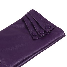 Nappaglo Nappa Leather Gloves Warm Lining Winter Button Decoration Imported Leather Lambskin Gloves for Women (M, Purple)