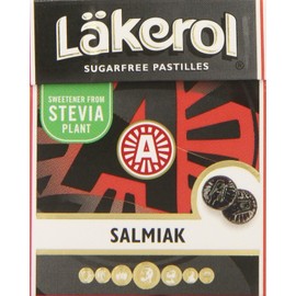 4 Boxes X 25g of Läkerol Salmiak Original Swedish Sugar Free Salty Liquorice Pastilles Lozenges Drops Dragees Candy Sweets