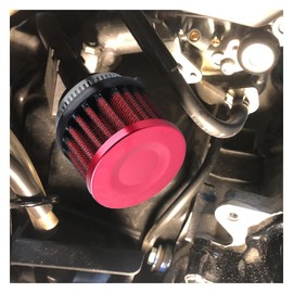 DUSCOKE 1" Car Air Intake Filter, 25mm Auto Crankcase Cold Air Filter Cleaner with Adjustable Clamp, Universal Vent Valve Cover Breather for Car, Motorcycle (Red)