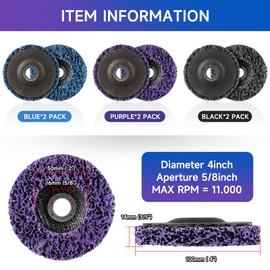 Shineboc 100 mm CSD Disc Sanding Disc, 6 Pieces 4 x 5/8 Inch CSD Disc Cleaning Disc Set, Cleaning Disc Coarse Cleaning Disc, for Rust Removal, Welds Remove Paint, Rust