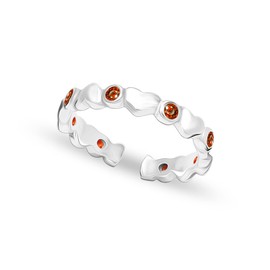 LeCalla 925 Sterling Silber Herz mit CZ Granat offene verstellbare Zehenringe für Damen