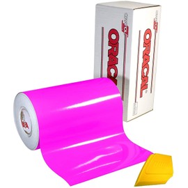 ORACAL 6510 Fluorescent Hot Pink Cast Vinyl Wrap Including Hard Yellow Detailer Squeegee (2 Pack - 12" x 12")