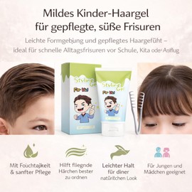 Children's Hair Gel, 100 g, Eco Gel, Children's Hair Gel, Braiding Gel with Beeswax and Jojoba Oil, Moisture and Light Hold for Sweet Hairstyles, Mild Styling Gel for Boys and Girls