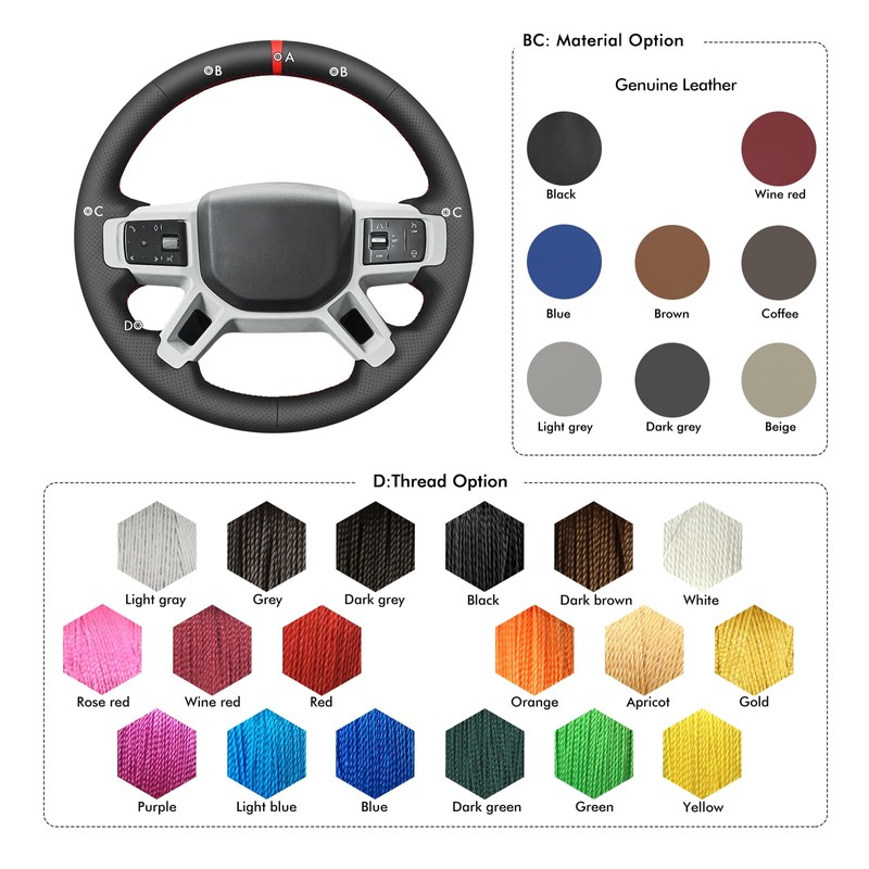 MEWANT Steering Wheel Cover for Land Rover Defender Discovery 2021-2023