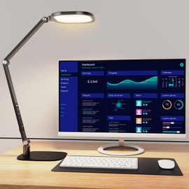 LitONES LED Desk Lamp for Home Office, Eye-Caring Modern Desk Light, 3 Color Temperature 10 Brightness Computer Light, Dimmable Desk Light with Memory & Timer Func, Metal Swing Arm Table Lamp