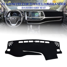 Rilsen Dashboard Cover Mat Custom Fit for Toyota Highlander Accessories 2014-2019 Dash Cover Nonslip Dash Mat Protector Sunshade No Glare Black