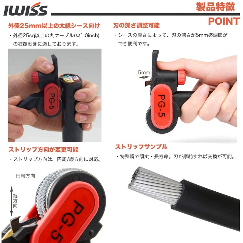 IWISS AMS PG-5 Cable Sheath Stripper Ratchet Type Cable Sheath