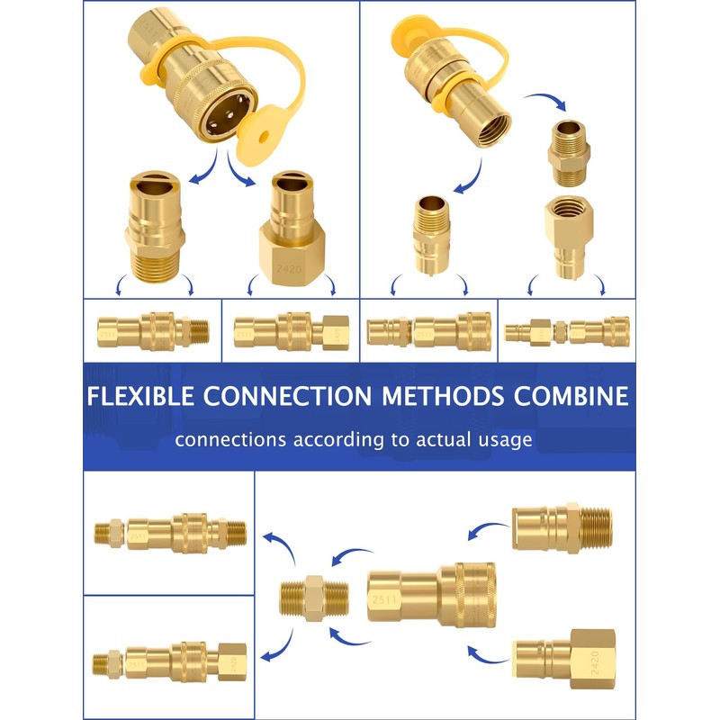 1/2" Natural Gas Quick Connect Fittings Kit – Solid Brass