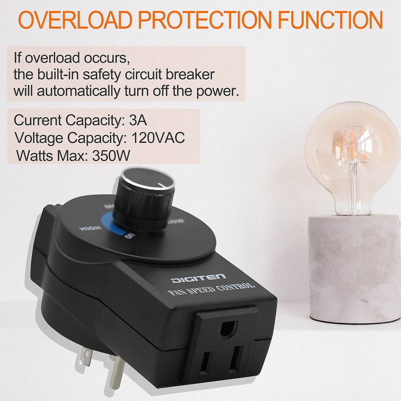 DIGITEN Variable Speed Controller - Exhaust Fan Speed Adjuster for