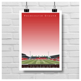 GroundDesigns WREXHAM FC Football Gift RACECOURSE GROUND Stadium Art Unframed A3 Print WXM