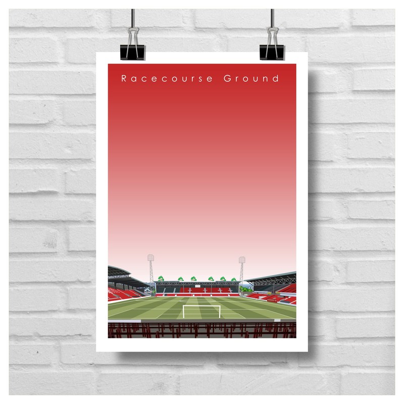 GroundDesigns WREXHAM FC Football Gift RACECOURSE GROUND Stadium Art Unframed