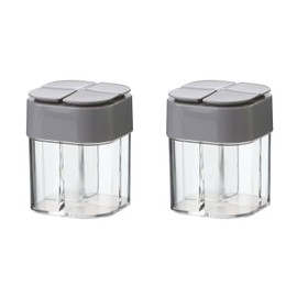 votuyet 2 Pack 4 in 1 Grey Travel Spice Containers Seasoning Keychain Travel Spice Kit,Mini Seasoning Bottles for Baking,Storing Spices,Salt,Sugar,and More