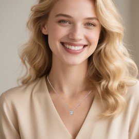 Cute Heart Pendant Necklace for Women - Silver Plated Cubic Zirconia Charm with Titanium Steel Chain, Simple Heart Necklaces for Women Trendy