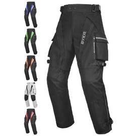 BYKR Motorcycle Pants for Men & Women Armored Cordura Overpants Enduro ATV Dual Sports Motocross Cargo Touring Adventure Pant (42WX34L, Black)