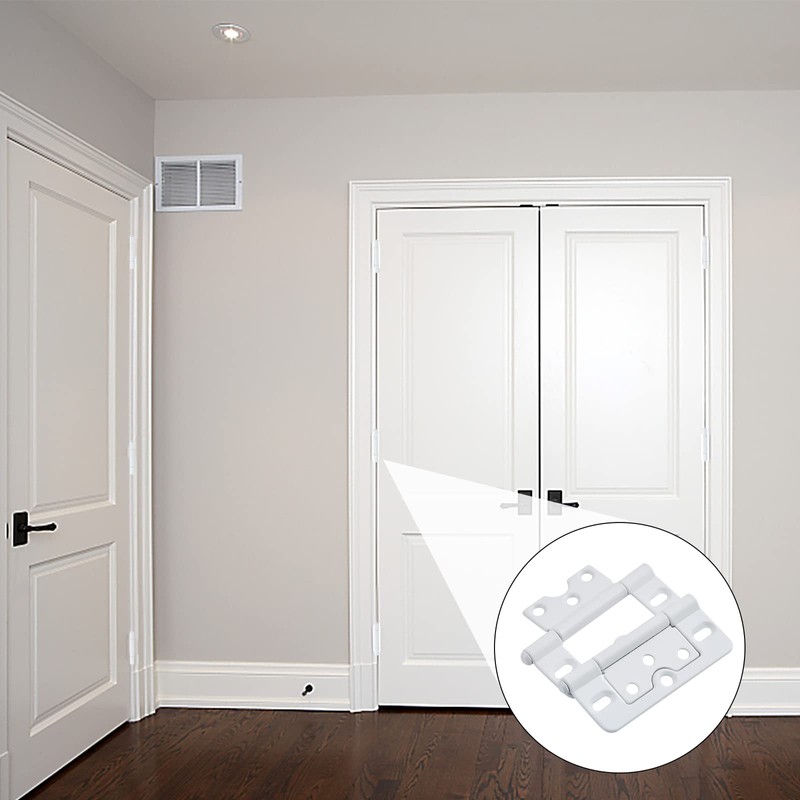 Worldity 10 Pack White Shutter Hinges,3 Inch Non Mortise Hinge,