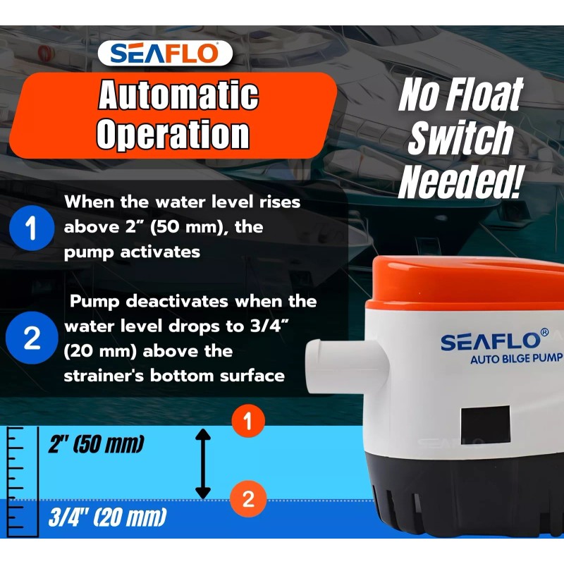 SEAFLO 12V 750 GPH Automatic Bilge Pump with Float Switch
