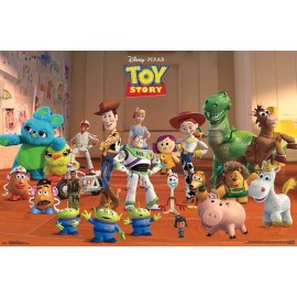 Toy Story 4 Characters and Collage Poster 22 X 34