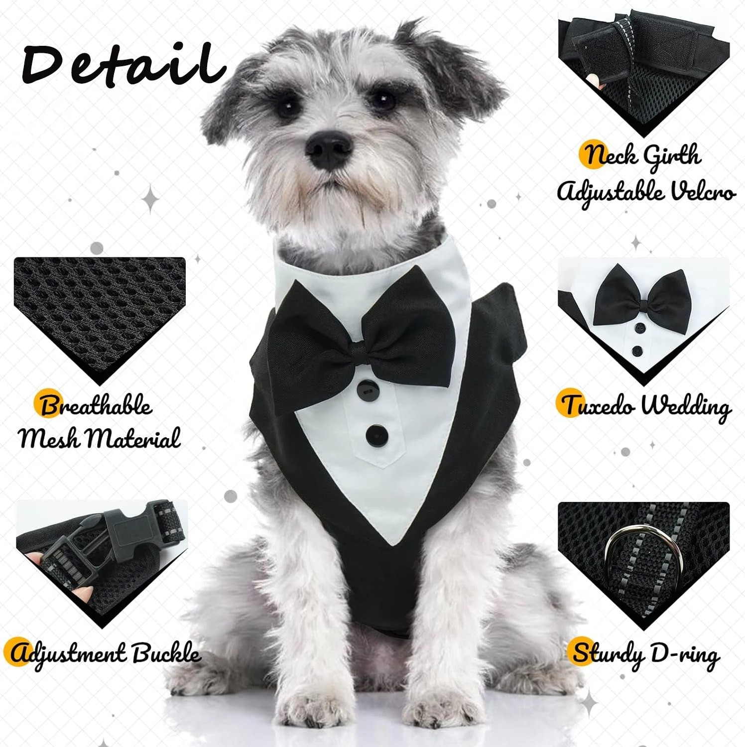 OrganiMax Dog Harness No Pull – Adjustable Bow Tie and Pet Vest, Wedding and Party Celebration