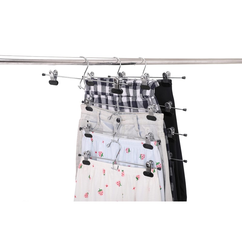 6 Quality Pants Hangers Heavy Duty Add-on Skirt/Slack Metal Hanger,