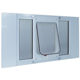 Ideal Pet Products Aluminum Sash Window Pet Door, Large, White, Cat Flap, 6.25" x 6.25" Flap Size, (27SWDCK)