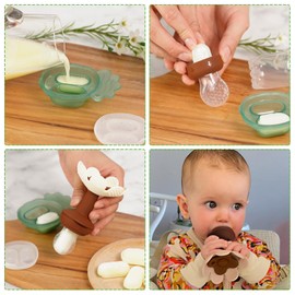 Haakaa - Alimentador de alimentos de frutas frescas para bebé con mini bandeja para congelador, molde de paletas de leche materna para alivio de enfriamiento del bebé, alimentador de malla de silicona de grado alimenticio para bebés de 4 m + (avena)