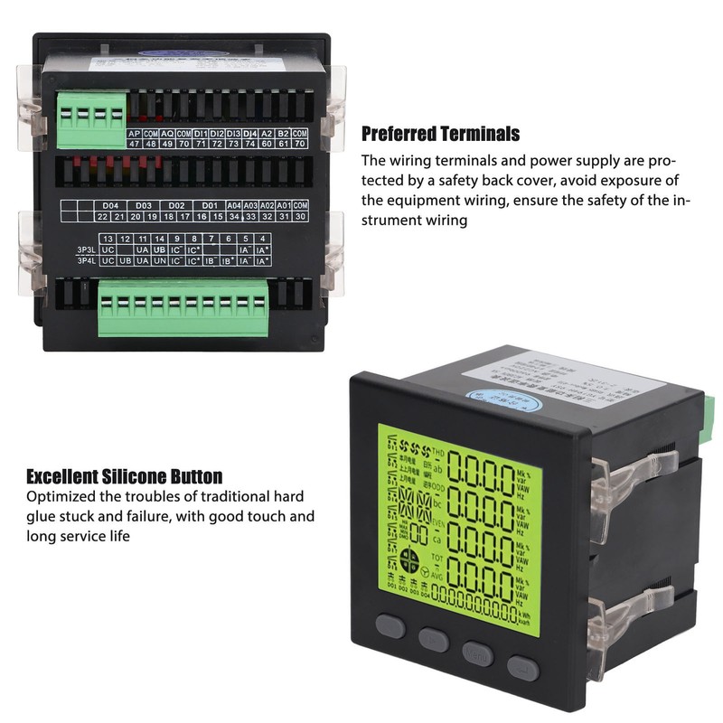 3 Phase Power Meter Multifunctional Volt Power Energy Meter Electrical