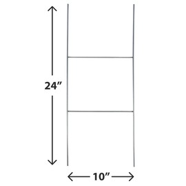 Sturdy Metal Wire Step Stake Frame for Yard Signs - 10 x 24 inch H Frame Wire Stake Sign Spikes (50 Pack)
