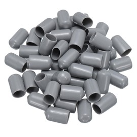 QUARKZMAN Pack of 50 Rubber End Caps 12 mm (1/2 Inch) ID Vinyl PVC Round Tube Bolt Cap Cover Protectors for Screw Thread Grey