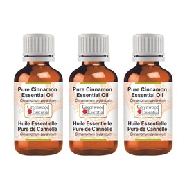 Greenwood Essential Pure Cinnamon Essential Oil (Cinnamomum zeylanicum) 100% Natural Therapeutic Grade Steam Distilled (Pack of Three) 100ml X 3 (10.1oz)