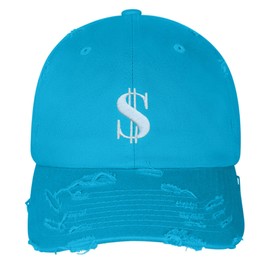 JPAK Dollar Sign Vintage Dad Hat Frayed Embroidered Cap Money Cash Aqua