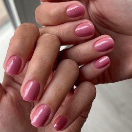 KQueenest Dark Pink Press On Nails Short Square - False Nails for Sticking Short, Natural Plain Fake Nails Fingernails for Gluing, Shiny Gel Acrylic Nails for Women, Pack of 24