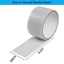 Screen Rrepair Tape Windows Adhesive-Fiberglass - 2 in X 6.5 FT Screen Tape Mesh Repair Kit for Windows or Doors, Strong Adhesive White Exselens
