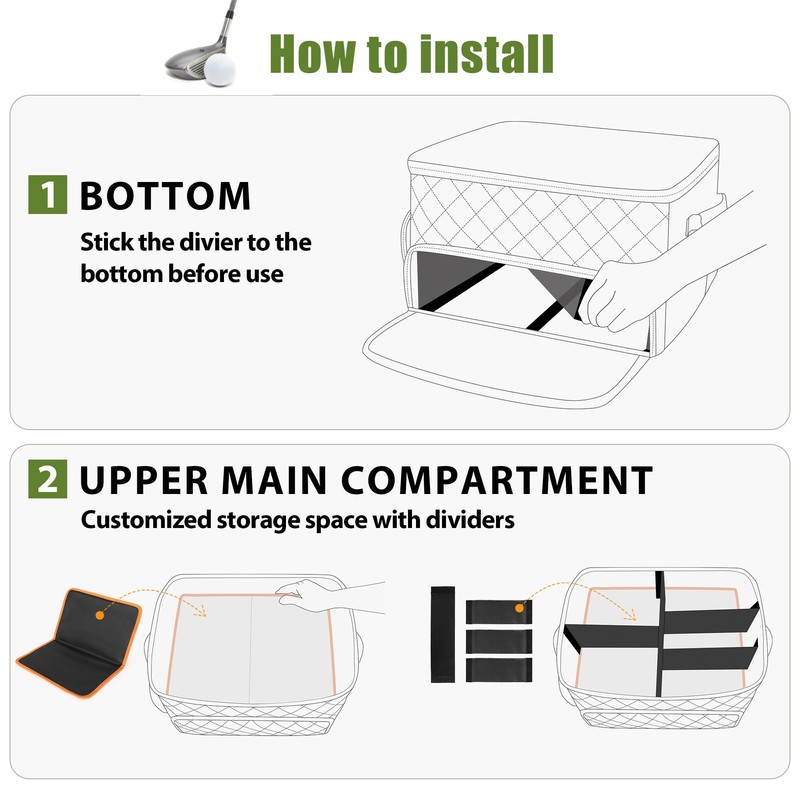 PGmoon 2 Layer Golf Trunk Organizer, Golf Car Storage Organizer
