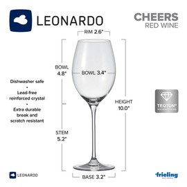 Leonardo Cheers Red Wine Glass, Set of 6, 17.6 Ounce