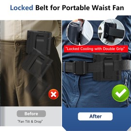 2 Pack Extra Long Black Thin Nylon Tool Belt for Securing Waist Fan & Shirt Clip Fan - Outdoor Work Belt Secure Body Hip Fan for Hands-Free Cooling, Metal-free Belt with Quick Release Buckle (86")