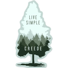 Die Cut Sticker Creede, Colorado, Live Simple, Contour Vinyl Sticker 3 to 6 inches, (Waterproof Decal for Cars, Water Bottles, Laptops, Coolers), Large