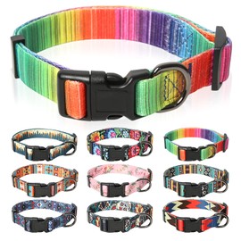 HEELE Dog Collar for Puppies, Small, Medium and Large Dogs, Patterned Dog Collars, Adjustable, Comfortable, Robust Dog Collar, Rainbow, S