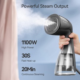HiLIFE Steamer for Clothes, 1100W Clothes Steamer, Fast Wrinkle Removal with Large 300ml Tank, Ideal for All Fabrics, Easy to Use, Compact and Portable Travel Garment Steamer