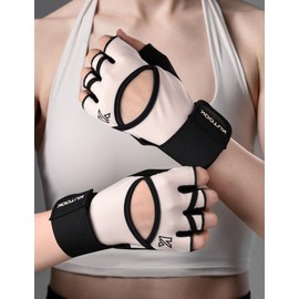 KUTOOK Fitness Gloves Training Gloves Sports Gloves Strength Gloves Men Women Short Finger Shock Absorbing with Palm Pad for Crossfit Bodybuilding Gym Wrist Protection Pale Pink 2XL