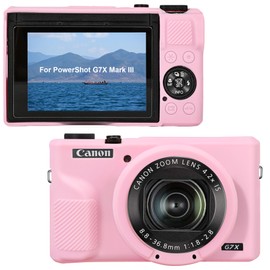 Canboc Silicone Case for Canon PowerShot G7X Mark III Digital Camera, G7X Mark III Soft Silicone Protective Cover with Detachable Lens Cover, Pink (Case Only)