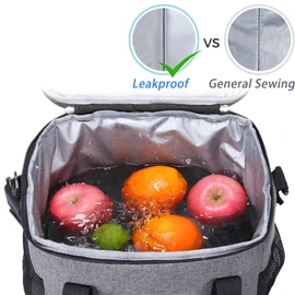 15L Cooler Bag Thermal Insulated Picnic Family Lunch Bag Waterproof Cool Bags Large Shopping Bag for Beach Picnic Camping Travel Grey