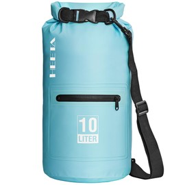 HEETA Waterproof Dry Bag with Front Zippered Pocket for Women Men, 5L/10L/20L/30L/40L Roll Top Lightweight Dry Storage Bag Backpack for Travel, Kayaking, Boating, Rafting, Camping, Beach (Blue, 20L)