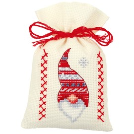 Vervaco Counted Cross Stitch: Pot-Pourri Bag: Christmas Elves (Set of 3), COTTON, NA, 8 x 12cm